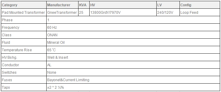 25kVA Pad Mounted Transformer 25kVA Pad Mounted Transformer
